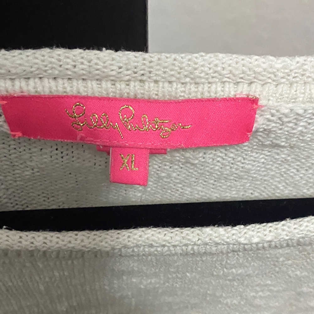 Lilly Pulitzer Cream Sweater with Pink Label - Picture 2 of 2